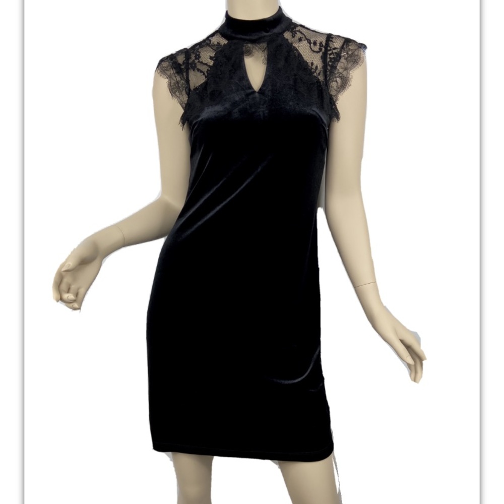 White House Black Market Dress Black Velvet Lace